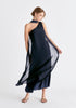 One Shoulder Flowy Dress in Navy