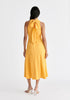 Asymmetric Neck Midi Dress in Yellow Back