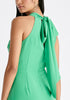 Asymmetric Neck Midi Dress in Green Close Up