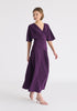 Flare Sleeves Maxi Wrap Dress in Midnight Plum Side