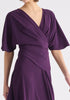 Flare Sleeves Maxi Wrap Dress in Midnight Plum Close Up