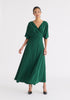 Flare Sleeves Maxi Wrap Dress in Green