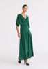 Flare Sleeves Maxi Wrap Dress in Green