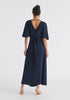 Flare Sleeves Maxi Wrap Dress in Navy Back