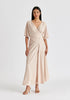 Flare Sleeves Maxi Wrap Dress in Taupe