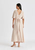 Flare Sleeves Maxi Wrap Dress in Taupe Back