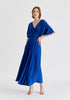 Flare Sleeves Maxi Wrap Dress in Royal Blue Front