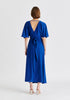 Flare Sleeves Maxi Wrap Dress in Royal Blue Back
