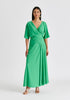 Flare Sleeves Maxi Wrap Dress in Light Green