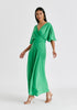 Flare Sleeves Maxi Wrap Dress in Light Green Side
