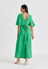 Flare Sleeves Maxi Wrap Dress in Light Green Back