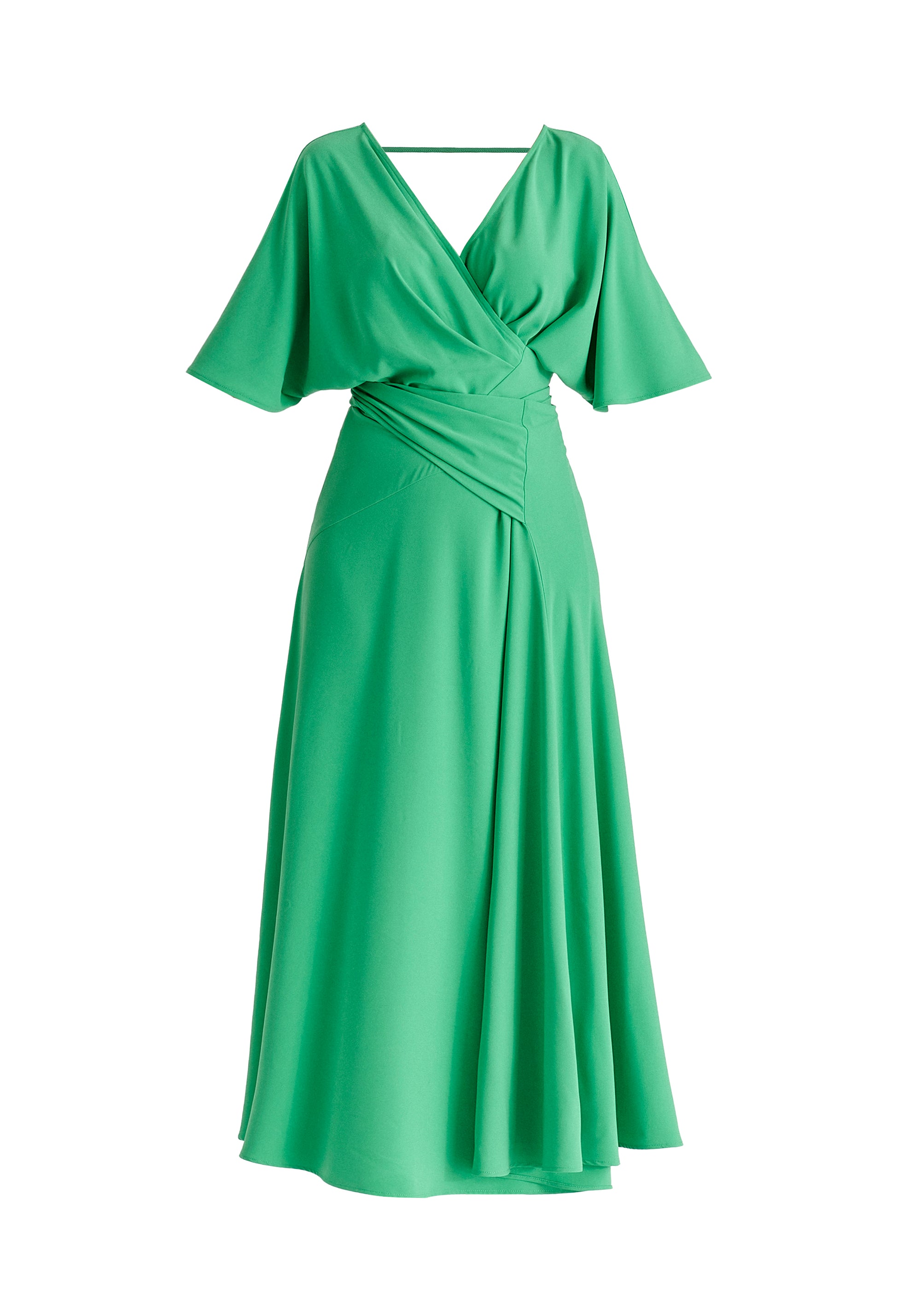 Flare Sleeves Maxi Wrap Dress in Light Green Cutout