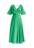 Flare Sleeves Maxi Wrap Dress in Light Green Cutout