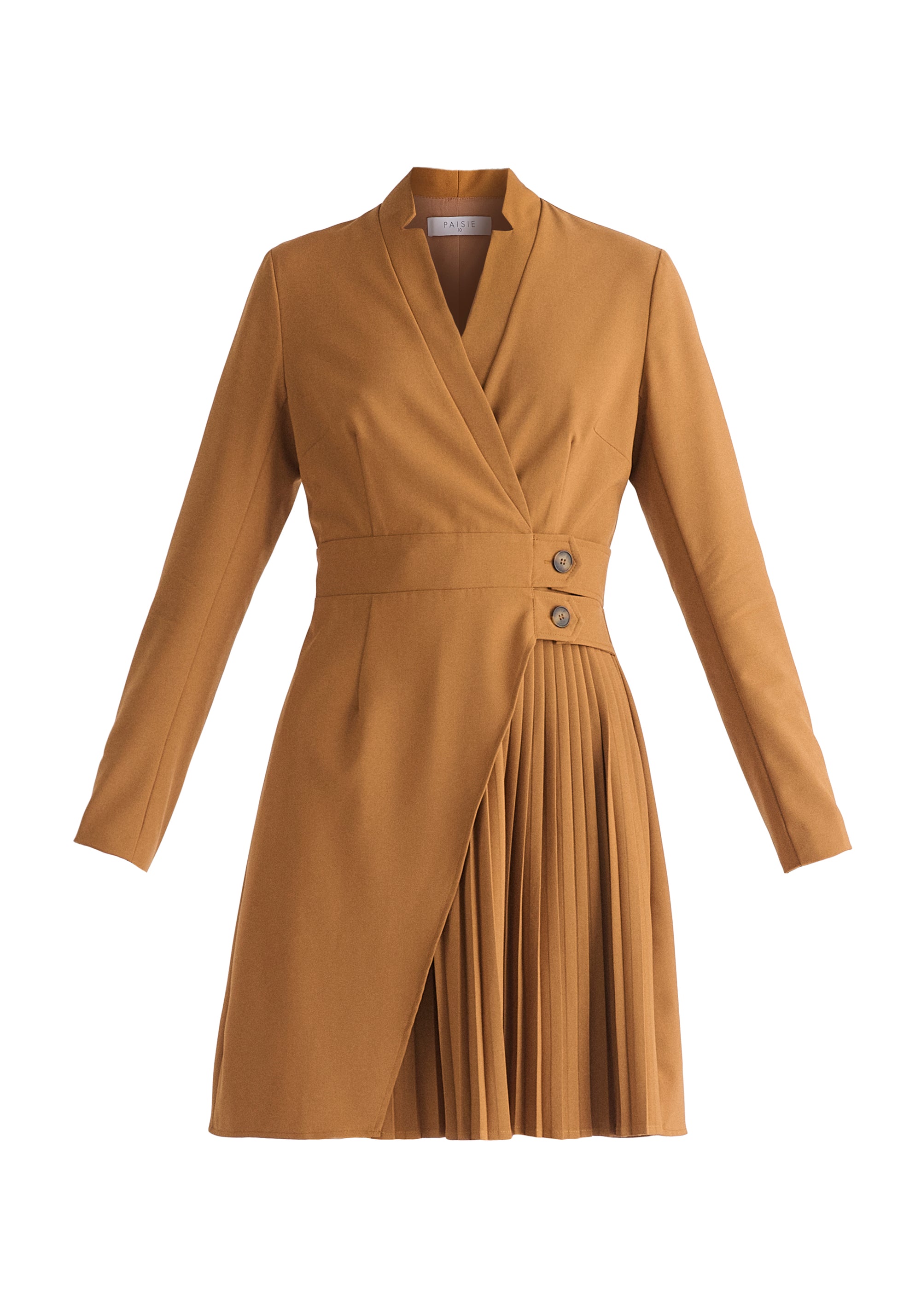 Tailored Blazer Dress with Pleated Skirt Cut Out