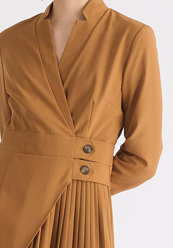 Tailored Blazer Dress with Pleated Skirt
Close Up