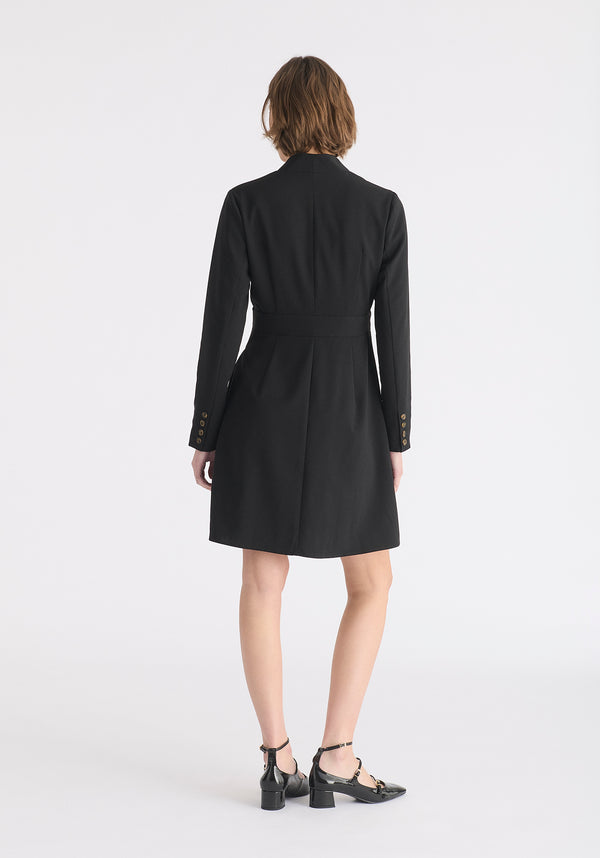 Tailored Blazer Dress with Pleated Skirt Back