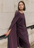 Cape Sleeves Dress with Waist Details in Midnight Plum