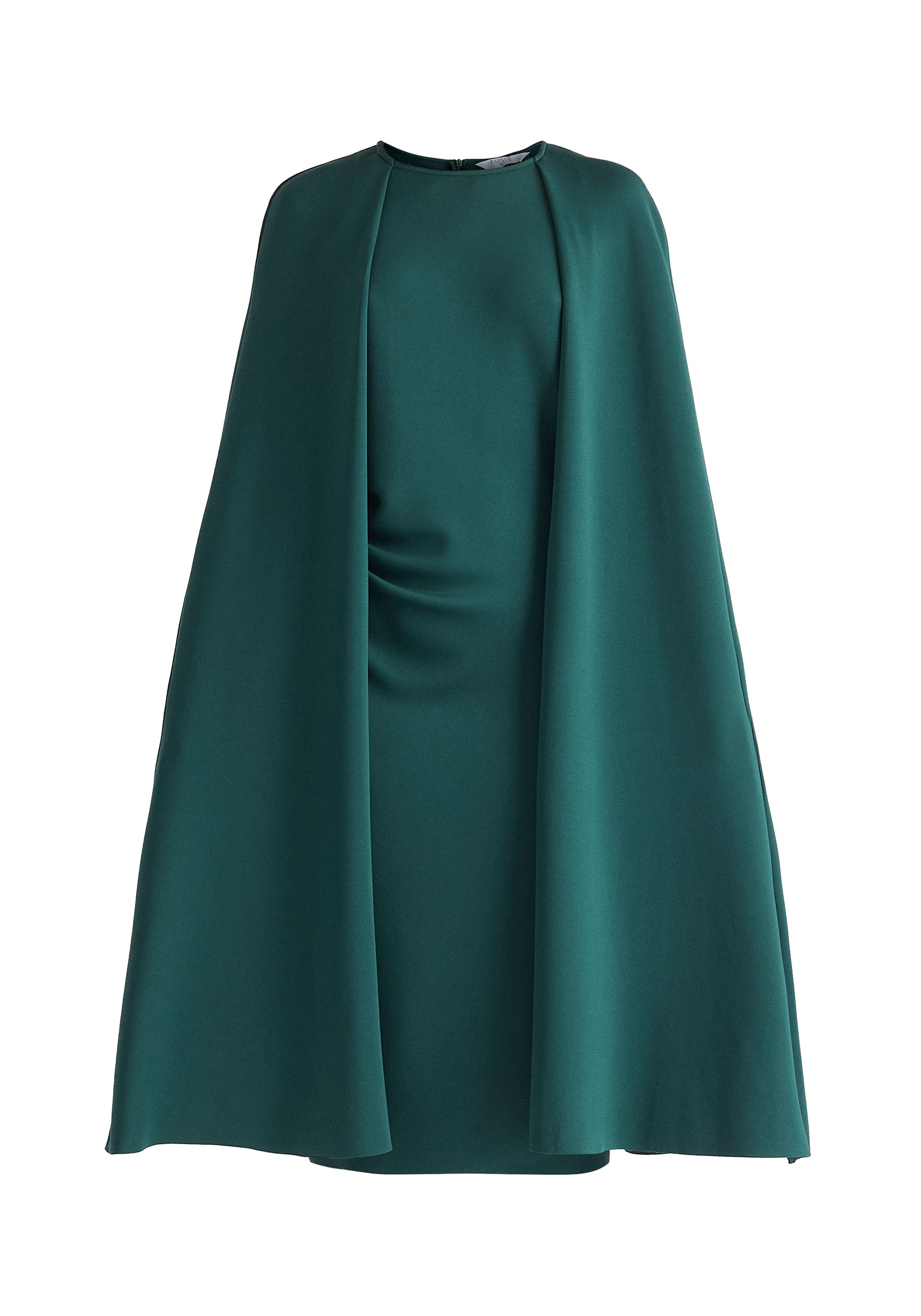 Cape Sleeves Dress with Waist Details in Green Cut Out