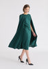 Cape Sleeves Dress with Waist Details in Green Side