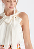 Belted Halterneck Blouse Close Up