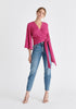 Textured Wrap Kimono Blouse in Pink