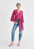 Textured Wrap Kimono Blouse in Pink
