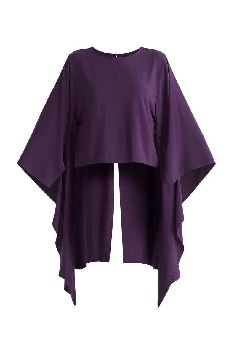 Round Neck Cape Top in Midnight Plum | Tops – Paisie