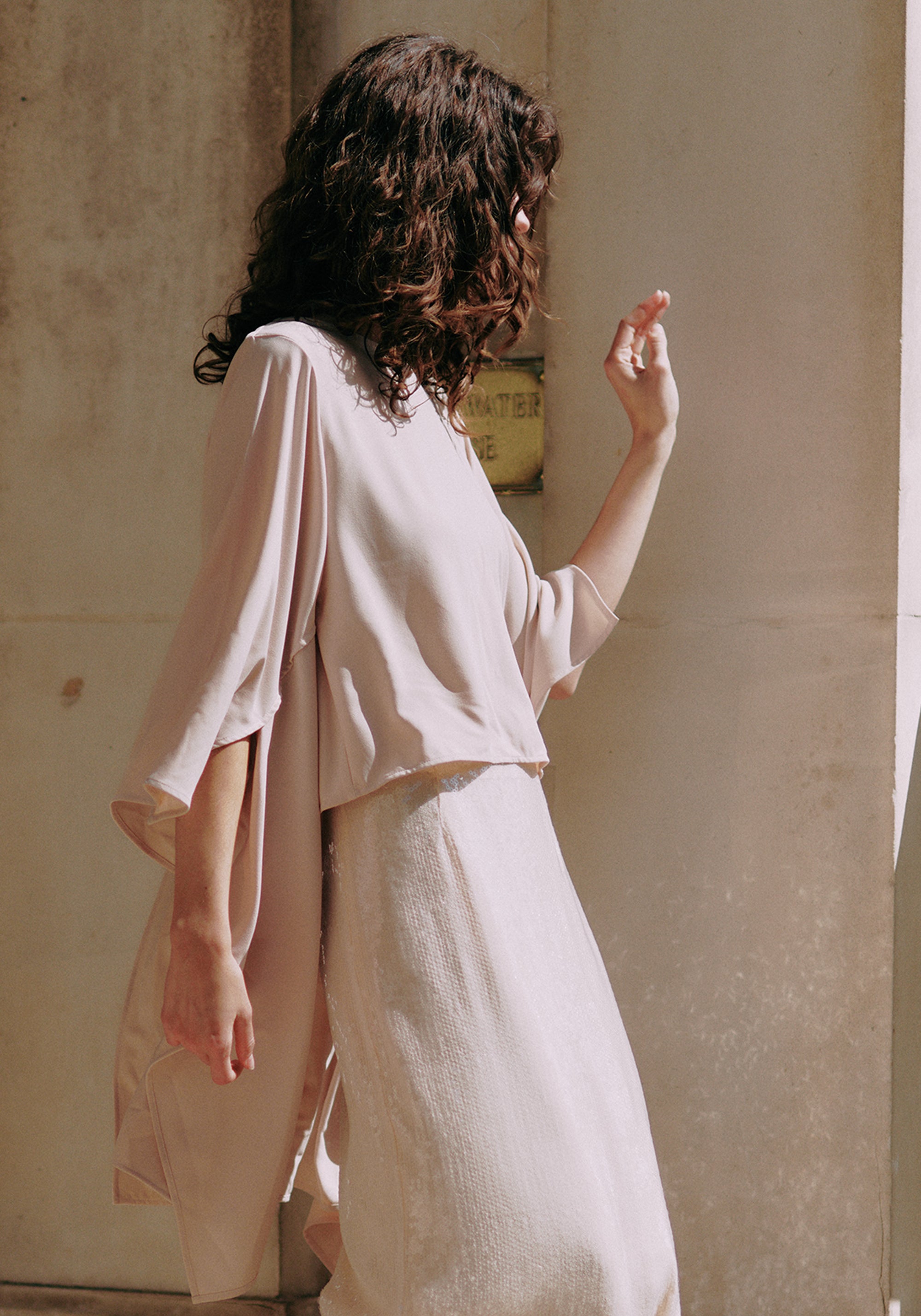 Round Neck Cape Top in Cream