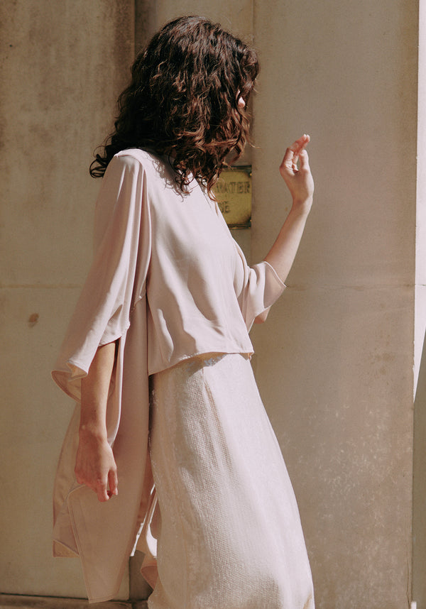 Round Neck Cape Top in Cream