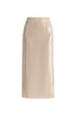 Sequin Midi Skirt with Side Slit in Cream Cut Out
