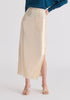 Sequin Midi Skirt with Side Slit in Cream