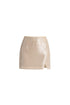 Sequin Mini Skirt with Slit in Cream Cut Out