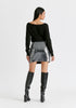 Sequin Mini Skirt with Slit in Black Back