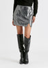 Sequin Mini Skirt with Slit in Black