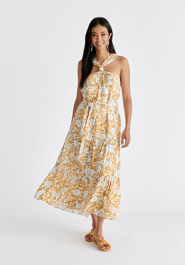 Tiered Halterneck Maxi Dress