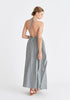 Open Back Maxi Dress in Navy and White Back