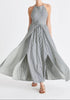 Open Back Maxi Dress in Navy and White