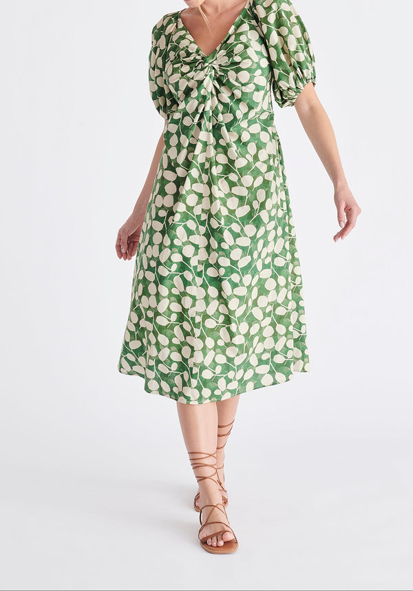 Puff Sleeve Twist Dress