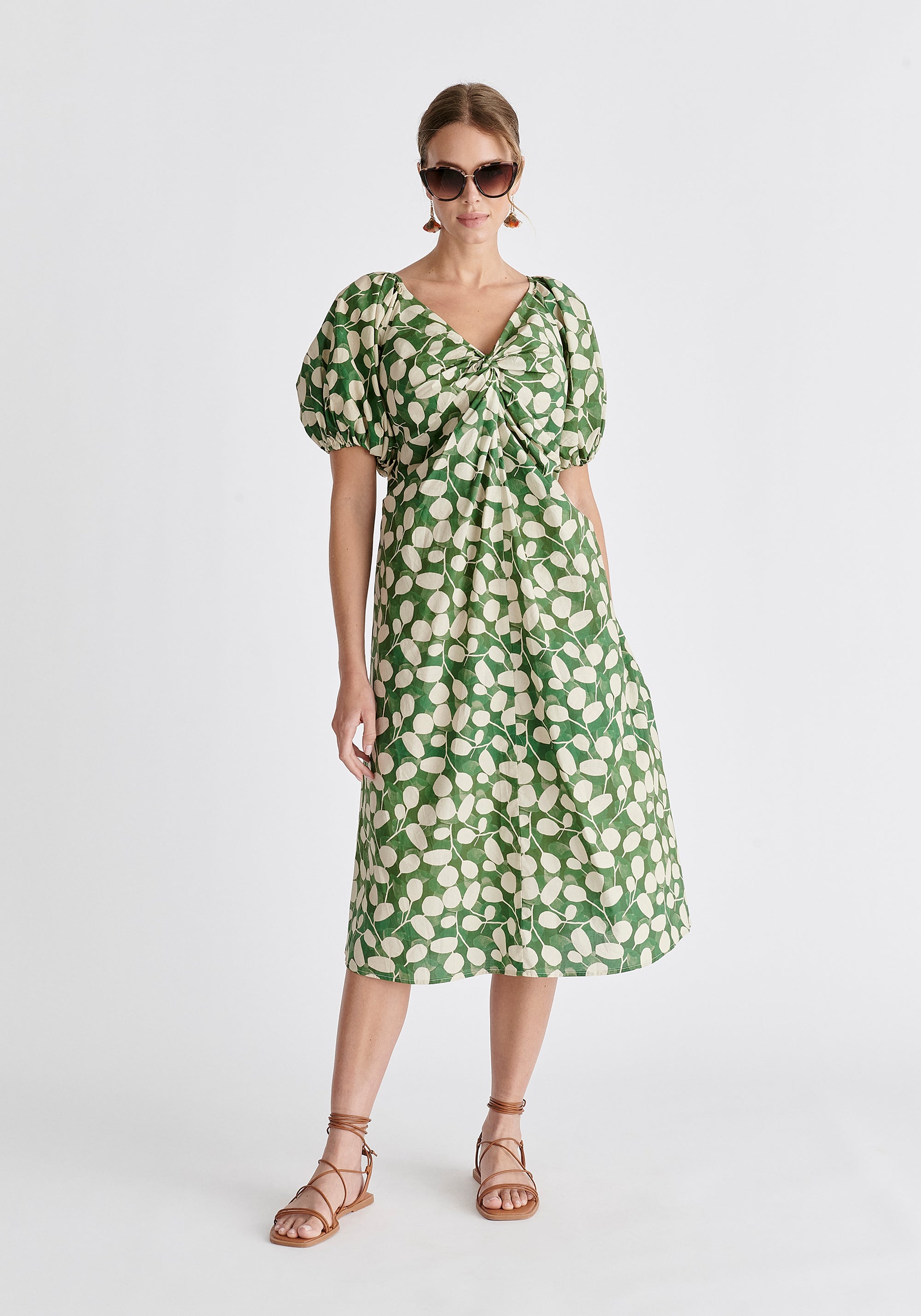 Puff Sleeve Twist Dress
