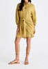 Linen Blend Shirt Dress in Olive