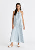 Striped Halterneck Cotton Jumpsuit in Light Blue and White