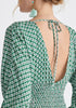 Boho V-Neck Jumpsuit in Green, White, Black and Cream Close Up