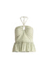 Halterneck Peplum Top in Green and White Cut Out