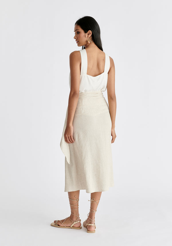 Linen Blend Wrap Skirt