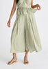 Belted Pleated Culottes in Green and White