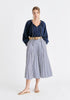Belted Pleated Culottes in Blue and White