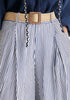 Belted Pleated Culottes in Blue and White Close Up