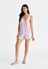 Pyjama Vest Top and Elasticated Shorts in Pink and White