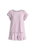 Frill Pyjama T-Shirt and Shorts in Pink and White Cut Out