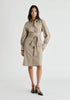 Striped Volume Sleeve Shirt Dress with Matching Tie Belt in Khaki Stripes
